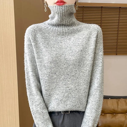 Autumn And Winter Merino Wool Pullover Sweater Solid Color Long Sleeve Basic Thermal Top 100% Pure Wool Sweater