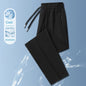 Ice Silk Men's trousers  black-and-gray thin style outdoor stretch breathable straight leg loos