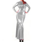 Shiny Metallic Party Evening Gown Dress High Neck Long Sleeve Mermaid Dress