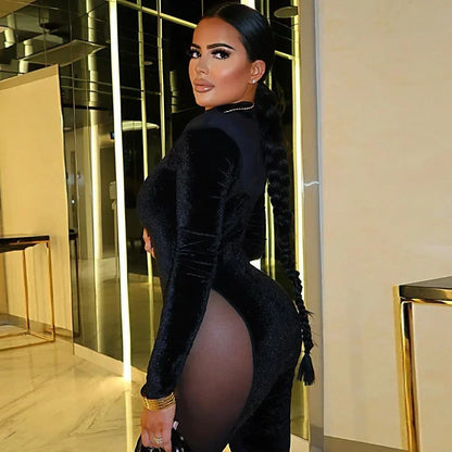 Autumn and Winter Women's Jumpsuits Gauze Splicing Velvet Plus Size 9XL 8XL 7XL 6XL 5XL