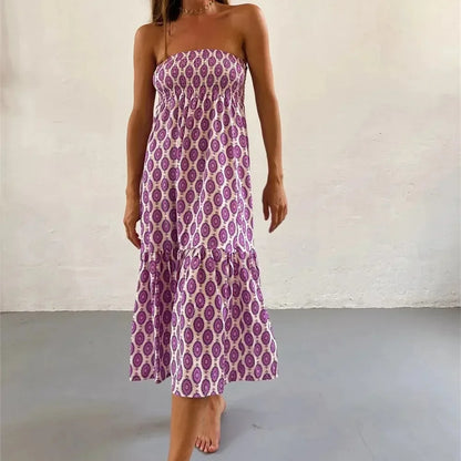 Summer Long Skirts Clothes Boho  Print Casual Beach Maxi Skirt