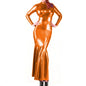 Shiny Metallic Party Evening Gown Dress High Neck Long Sleeve Mermaid Dress