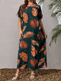 Plus Size Womens Colorful Abstract Print Midi Dress