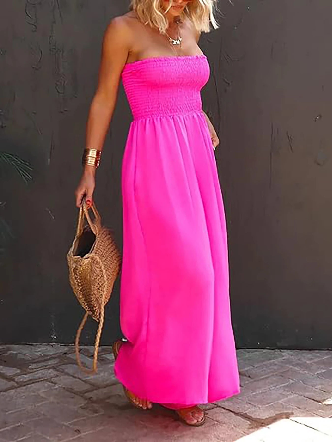 Women Sleeveless Strapless Wide Leg Jumpsuits