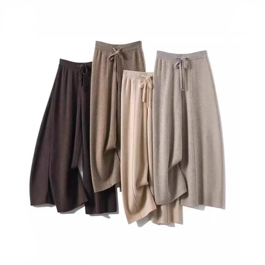 High Waist Knitted Woolen Wide Leg Pants