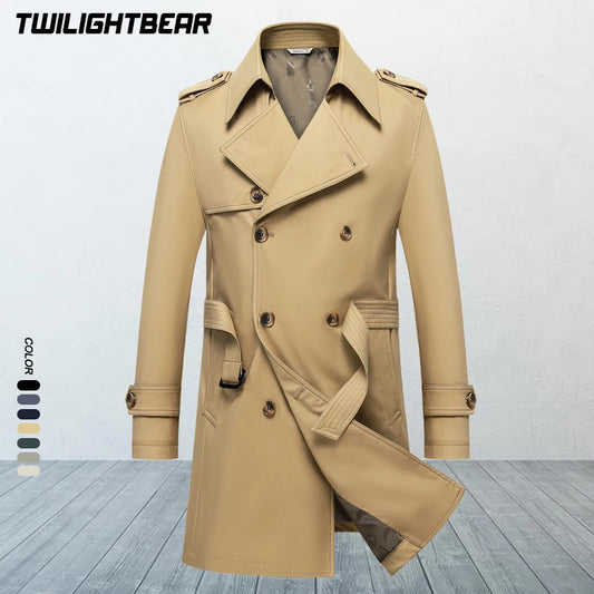 Solid Classic Men's Trench Coat