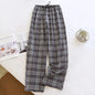 Spring and Autumn Men's Sleeper Pants 100% Cotton Checkered Pants Elastic Waist Home Pants Sleepwear