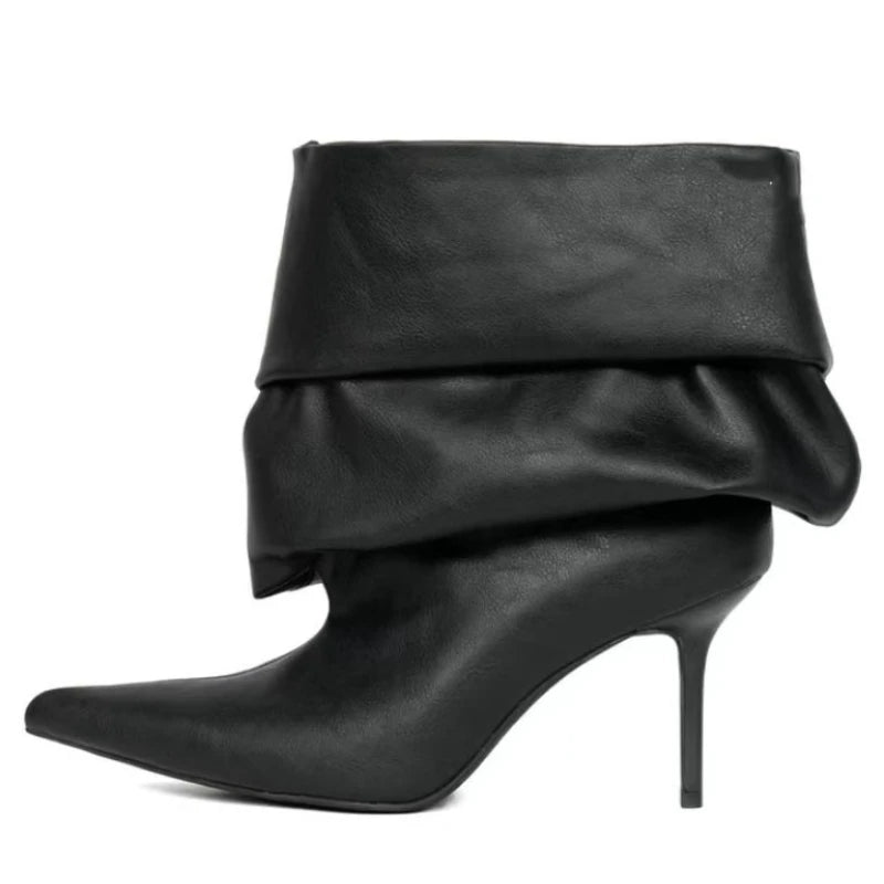 Sexy Snake Pattern Pleated High-heeled Sleeve Boots for Women