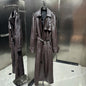 Crocodile Textured Leather Coat Long Ladies Real Sheepskin Coat Genuine Sheep Leather