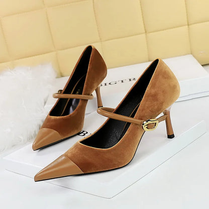 Stylish Party Pumps Embellishments T-strap Buckle Shoes