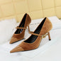 Stylish Party Pumps Embellishments T-strap Buckle Shoes