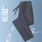 Ice Silk Men's trousers  black-and-gray thin style outdoor stretch breathable straight leg loos