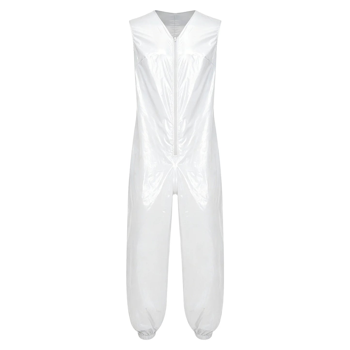 Mens Waterproof Jumpsuit Diaper Cover Sleeveless Zip Up Bodysuit  One-piece Rompers Adaptive Full Leotard