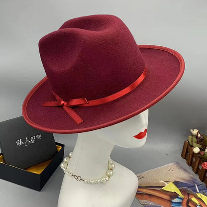 Zipper shallow  fedora hat  woolen hat ladies European punk chain novelty