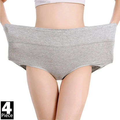 Women High Waist Underwear Cotton Panties Body Slim Plus Size