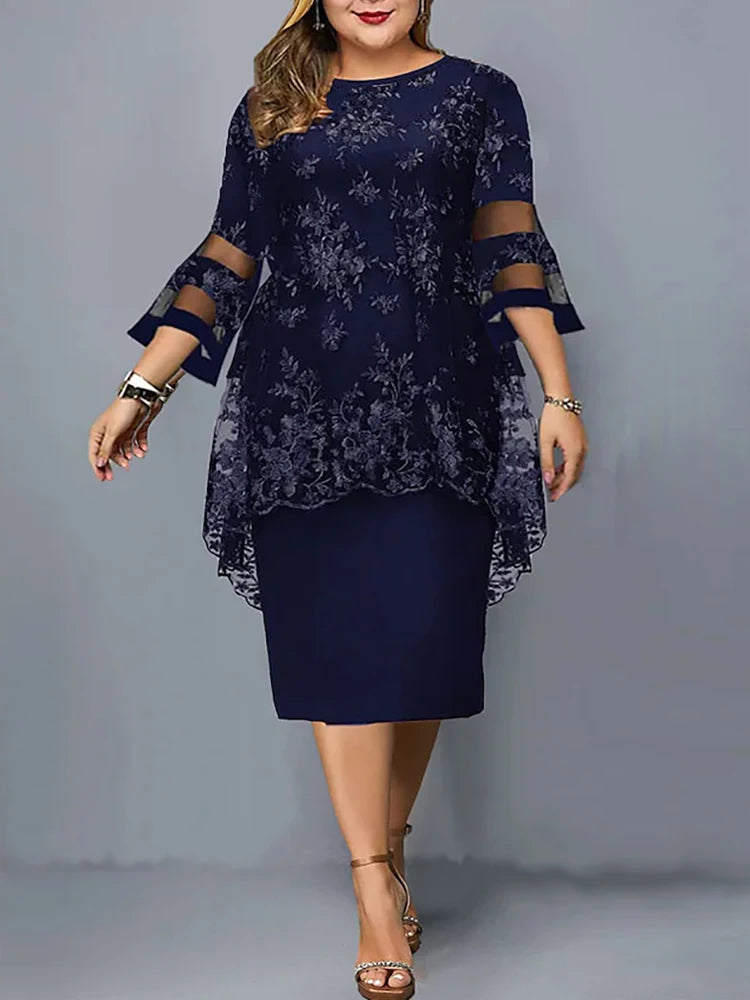 Formal Party Dresses for Ladies From 50 To 60 Years Embroidery Floral Luxury Wedding Guest Church Dresses