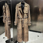 Crocodile Textured Leather Coat Long Ladies Real Sheepskin Coat Genuine Sheep Leather