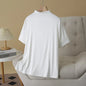 Temperament Half High Neck Solid Color Short Sleeve Tees Plus Size Women's Base T-shirt