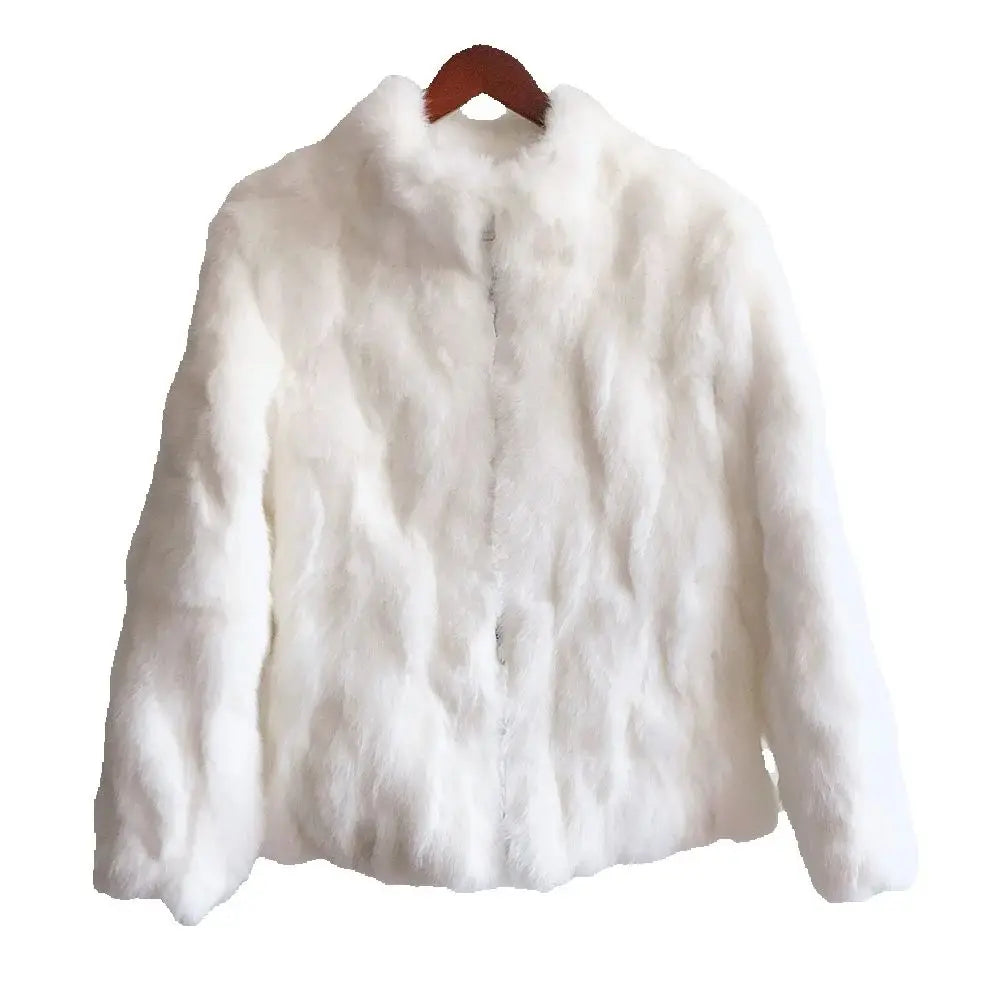 Natural Rabbit Fur Coat Women Winter Jacket Real Leather And Fur