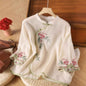 Casual Loose Blouse Shirt Women  Vintage Embroidery Woman Shirt