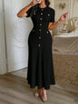 Yellow Textured Knit Midi Dress with Front Buttons and Faux Pockets