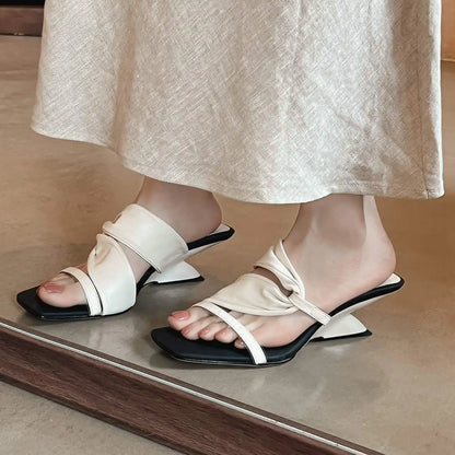 Krazing Pot Plus Size Sheepskin High Heels Concise Dating Summer Shoes Slingback Mules Luxury Red Women Sandals
