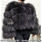 Real Fur Coat Women Natural Raccoon Fur Jacket  Long Sleeve With Hat