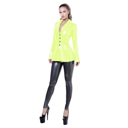 Shiny  Suit Jacket for Women, Long Sleeve, Turn Down Collar,  Sexy High Waisted Top, Clubwear