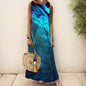 Elegant Printed O-Neck Sleeveless Women Dress  Loose Casual Beach Long Dresses Ladies Boho Maxi Dress