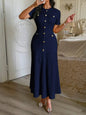 Yellow Textured Knit Midi Dress with Front Buttons and Faux Pockets