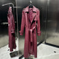Crocodile Textured Leather Coat Long Ladies Real Sheepskin Coat Genuine Sheep Leather