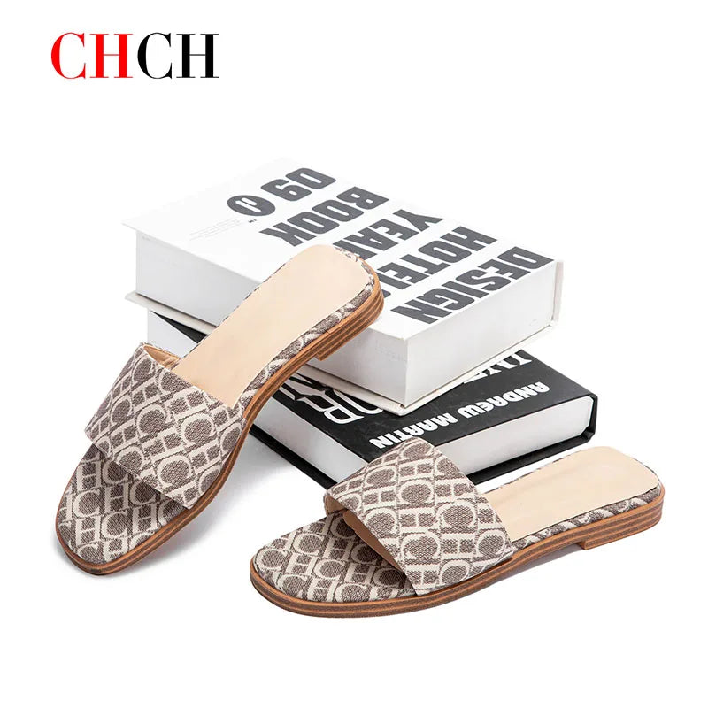 Classic Simple Design Wearable  Anti-slip Sole Letter Printed Slippers Seasonal  Summer Fashion Women's Sandals