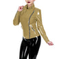 Glossy Leather Motorcycle Jacket for Women Long Sleeve Gothic Punk Style Coat