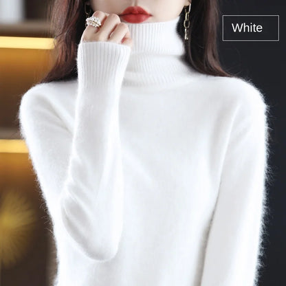 100% Mink Plush Turtleneck Pullover Sweater Ladies Cashmere Sweater