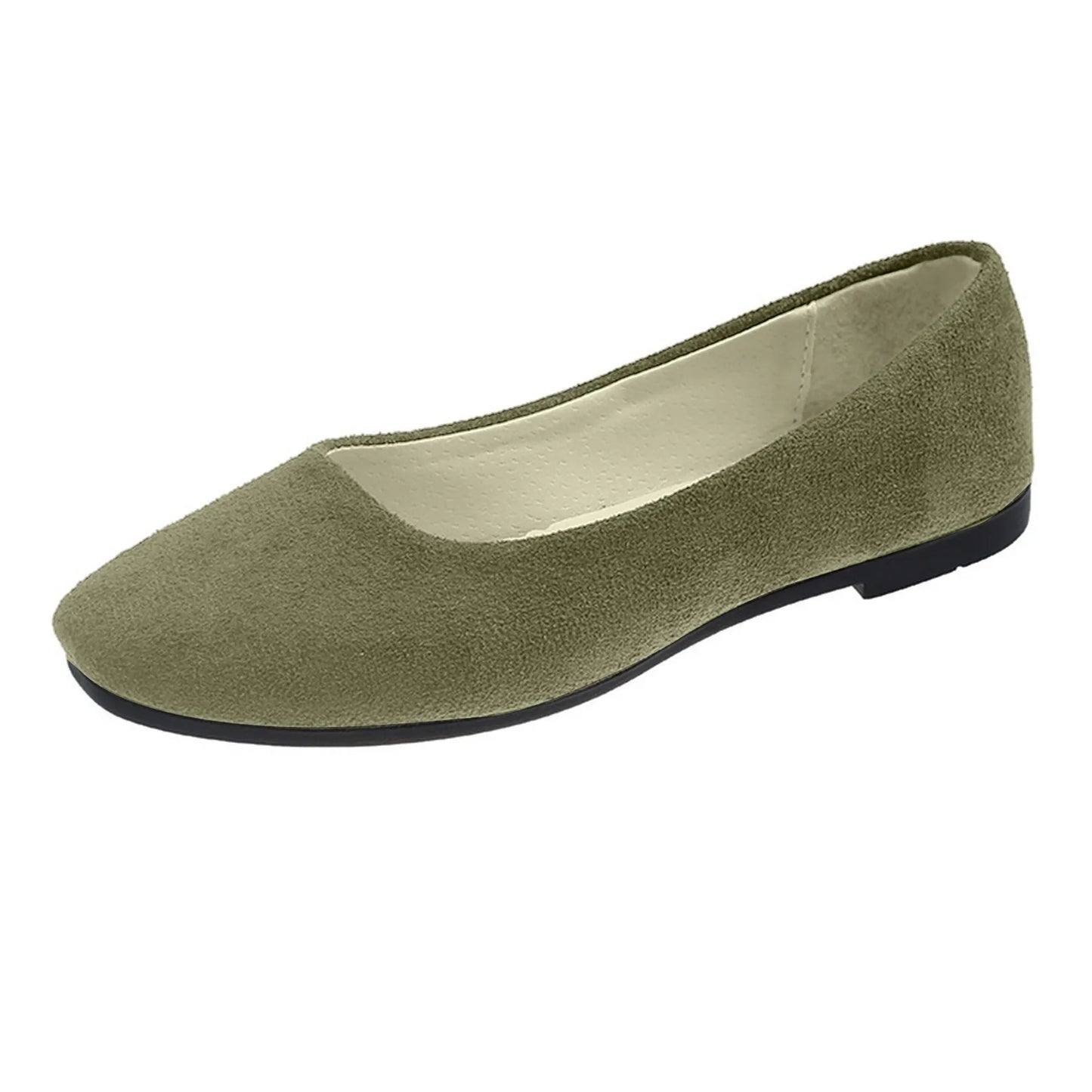 Women Suede Square Flat Heel Shallow Female Shoes Spring Summer  Basic Concise Women Shoes