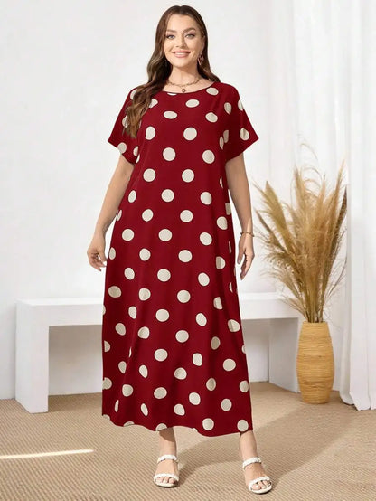 Plus Size Womens Colorful Abstract Print Midi Dress