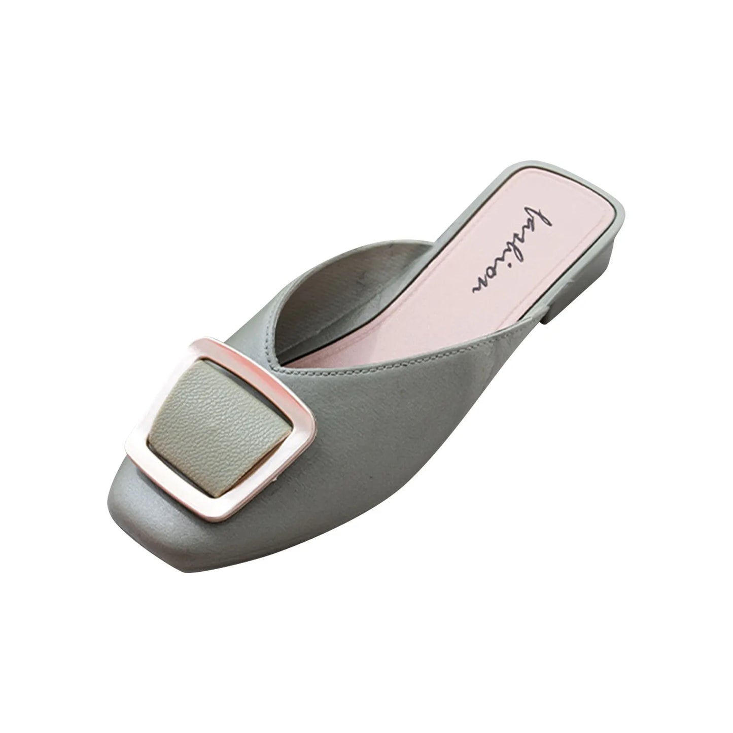 Flat Retro Women Sandals Fashion Spring And Summer Solid Color Round Toe Shoes Non Slip  Simple Metal Women Shoes