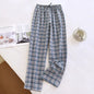Spring and Autumn Men's Sleeper Pants 100% Cotton Checkered Pants Elastic Waist Home Pants Sleepwear