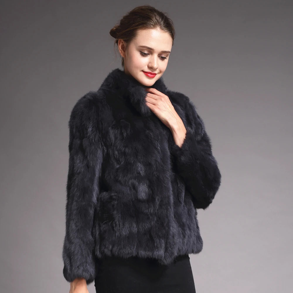 Natural Rabbit Fur Coat Women Winter Jacket Real Leather And Fur