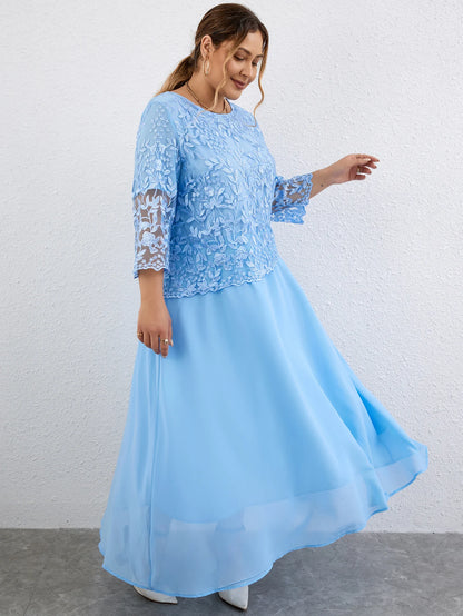 Plus Size Long Dresses Women Clothing Summer Embroidery Elegant Party Dress for Wedding Guest Church Dress