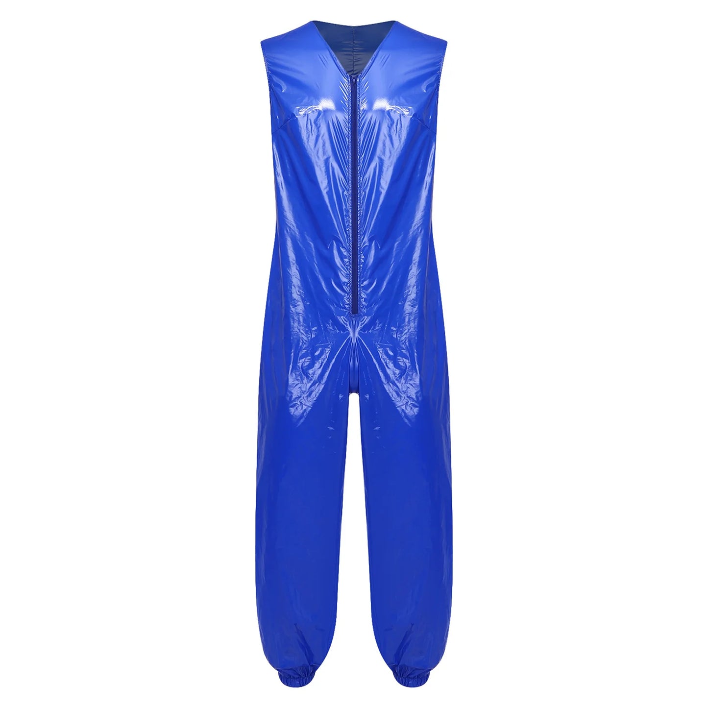 Mens Waterproof Jumpsuit Diaper Cover Sleeveless Zip Up Bodysuit  One-piece Rompers Adaptive Full Leotard