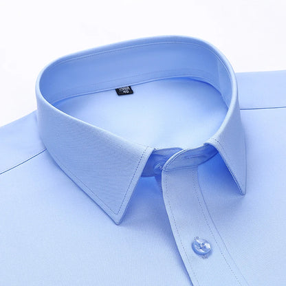 Men Shirt Long Sleeve Casual Big Size Shirts for Men Office Blue White Shirts