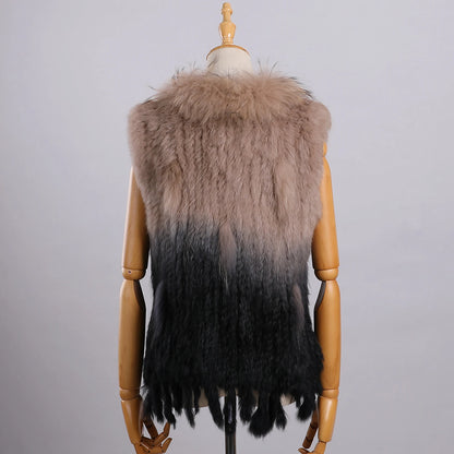 Luxury Women's Genuine Premium Long Hair Rabbit Fur Knit Vest