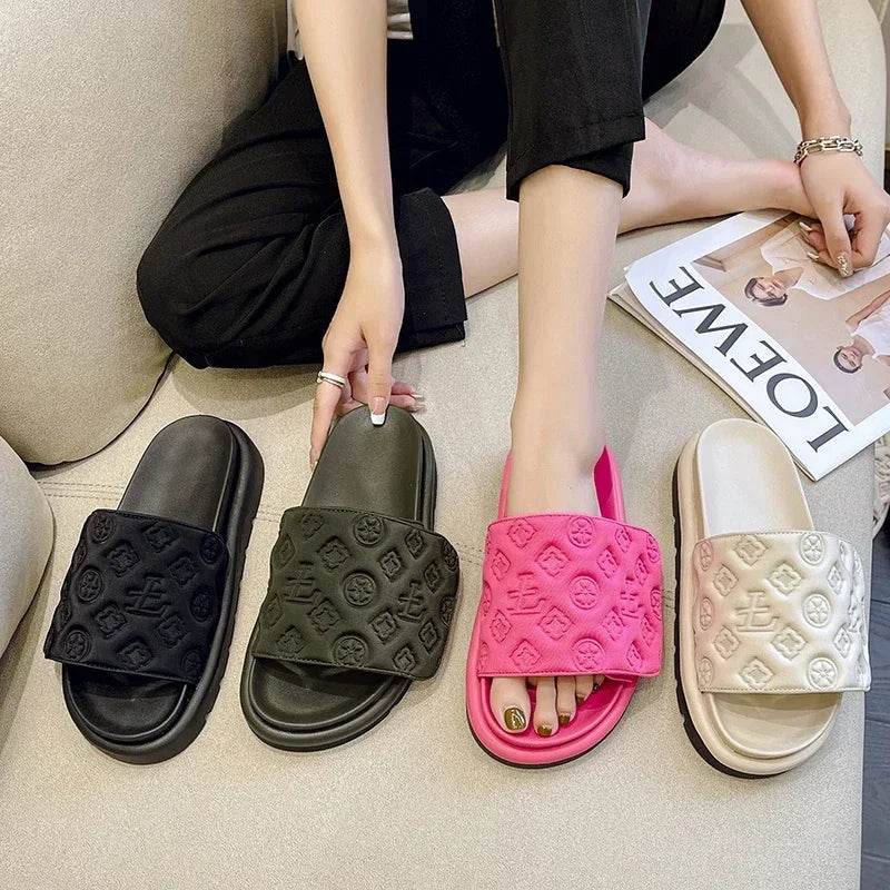 Ladies Magic Sticker Flat Slippers