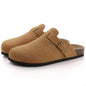 Women's Suede Mules Slippers Men Clogs Cork Insole Sandals With Arch Support