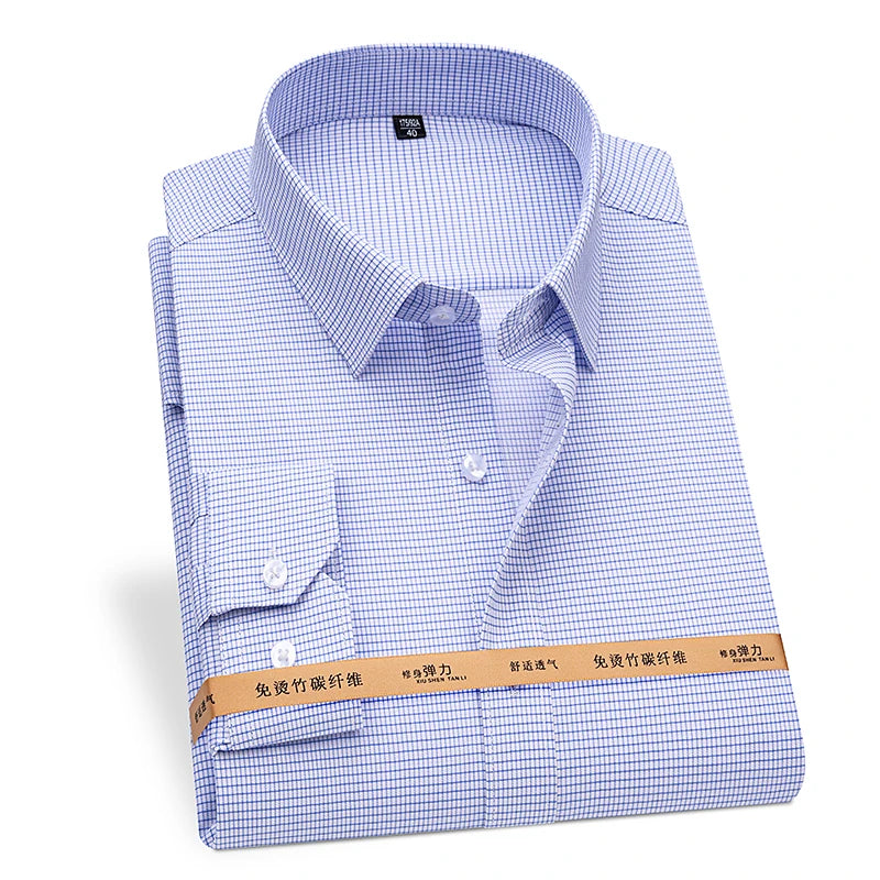 Men Shirt Long Sleeve Casual Big Size Shirts for Men Office Blue White Shirts