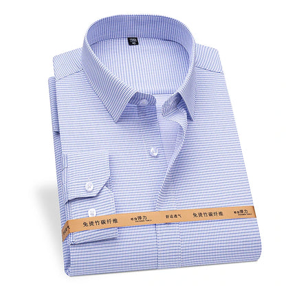 Men Shirt Long Sleeve Casual Big Size Shirts for Men Office Blue White Shirts