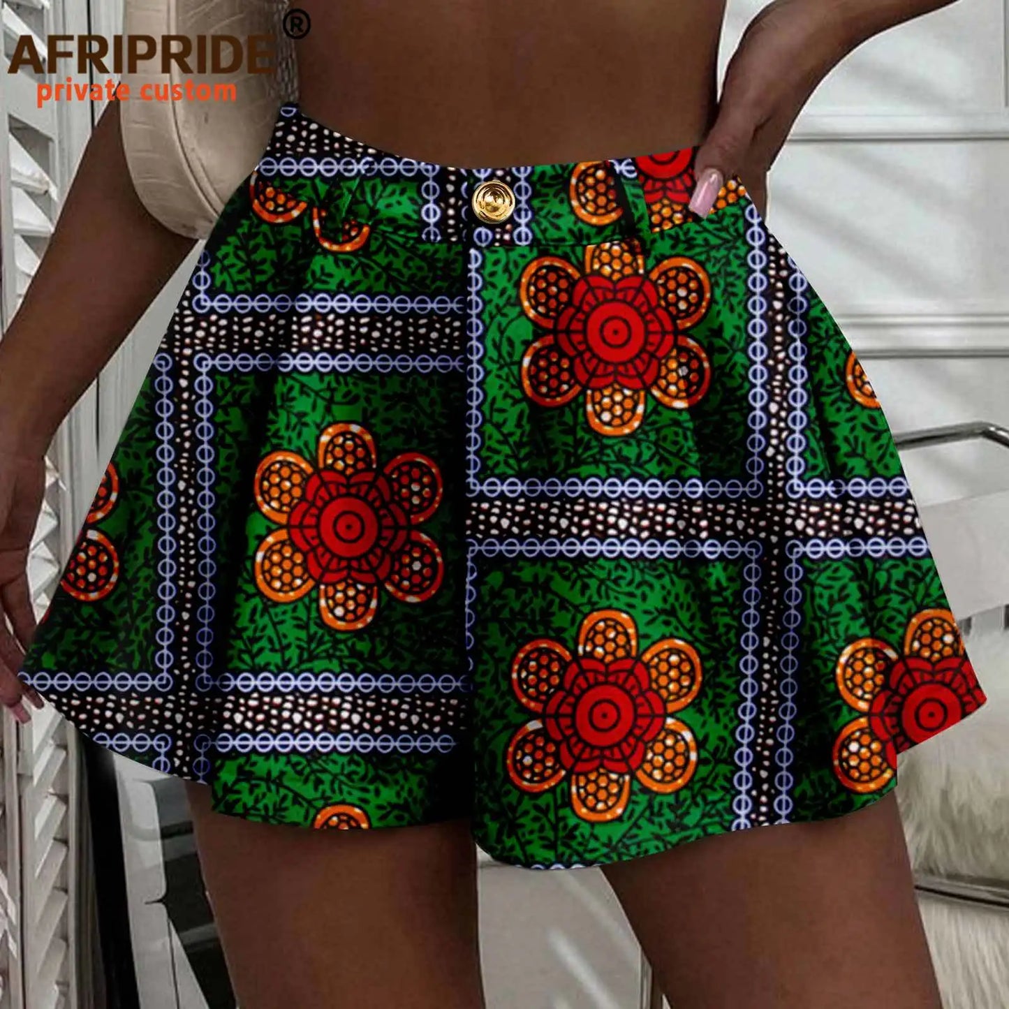 Women's Running Shorts Elastic High Waisted Shorts with Pockets  Short Pants African Ankara Print