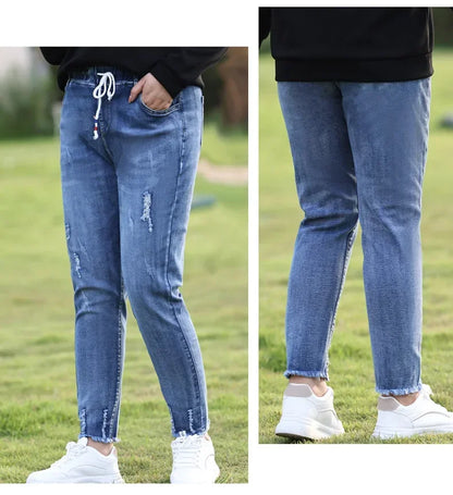 Plus Size jeans for Women Mom Jeans Woman Elastic High Waist Blue Baggy Jeans