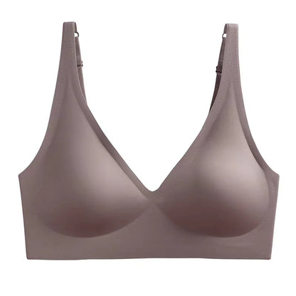 Soft Support Jelly Glue French Deep V Underwear Women's No Steel Ring Small Chest Gathered  Bra